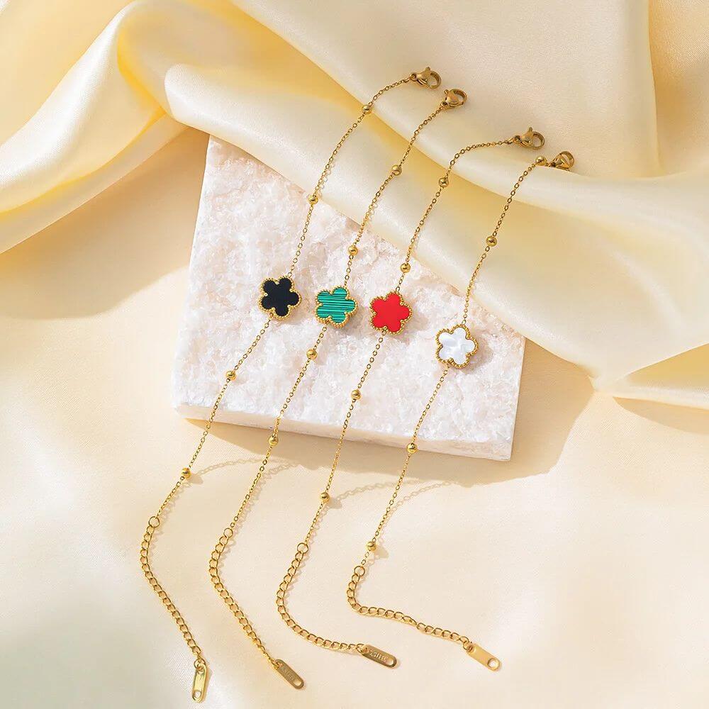 Five Leaf Clover Beaded Bracelet