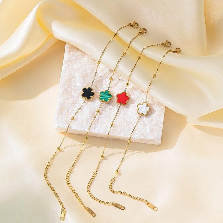 Five Leaf Clover Beaded Bracelet