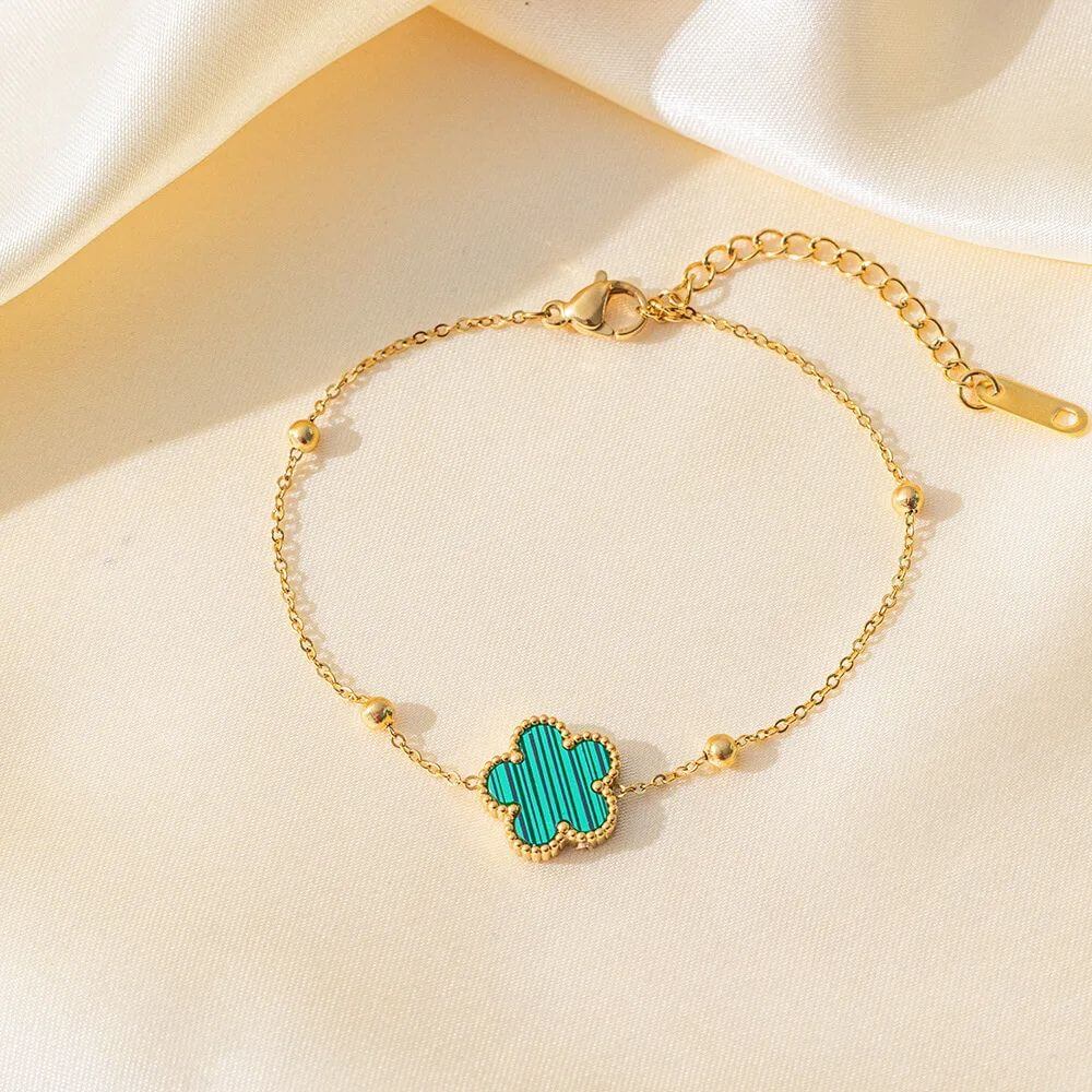 Five Leaf Clover Beaded Bracelet