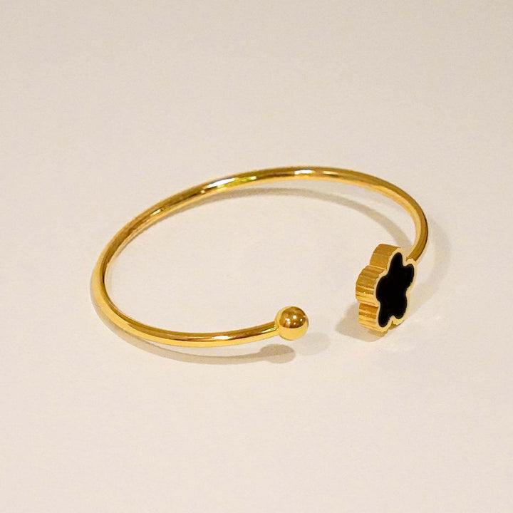 Cia Five Leaf Clover Adjustable Solid Bangle