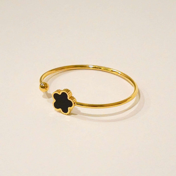 Cia Five Leaf Clover Adjustable Solid Bangle