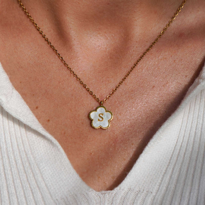 Personalised Five Leaf Clover Initial Necklace