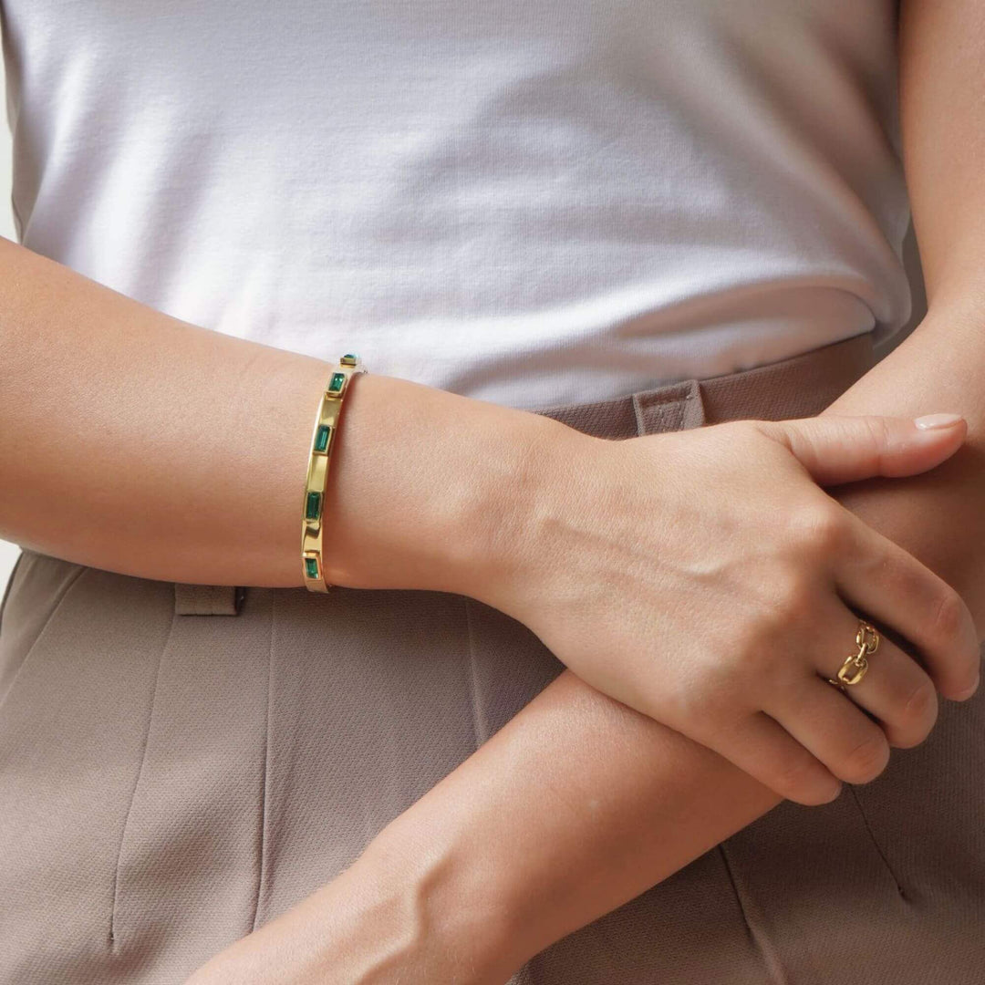 Piper Gemstone Solid Bangle