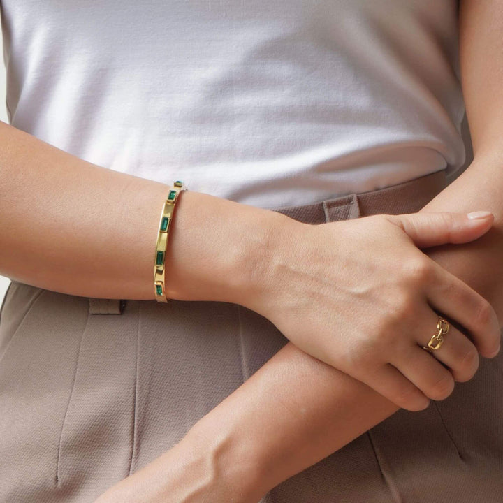 Piper Gemstone Solid Bangle