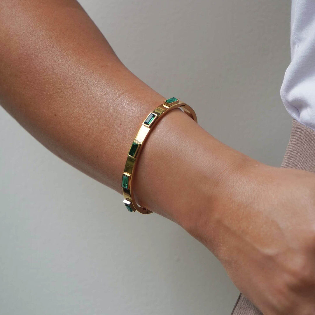 Piper Gemstone Solid Bangle