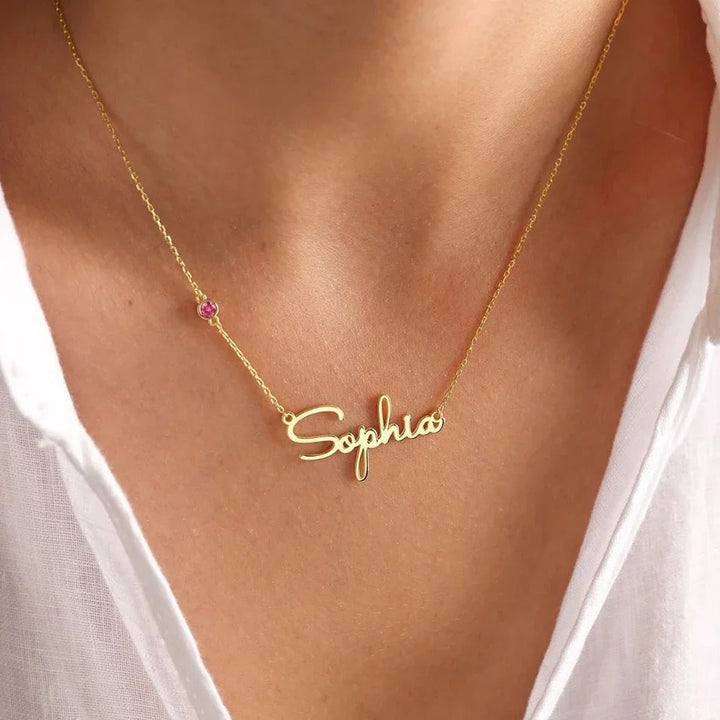 Personalised Gemma Birthstone Name Necklace