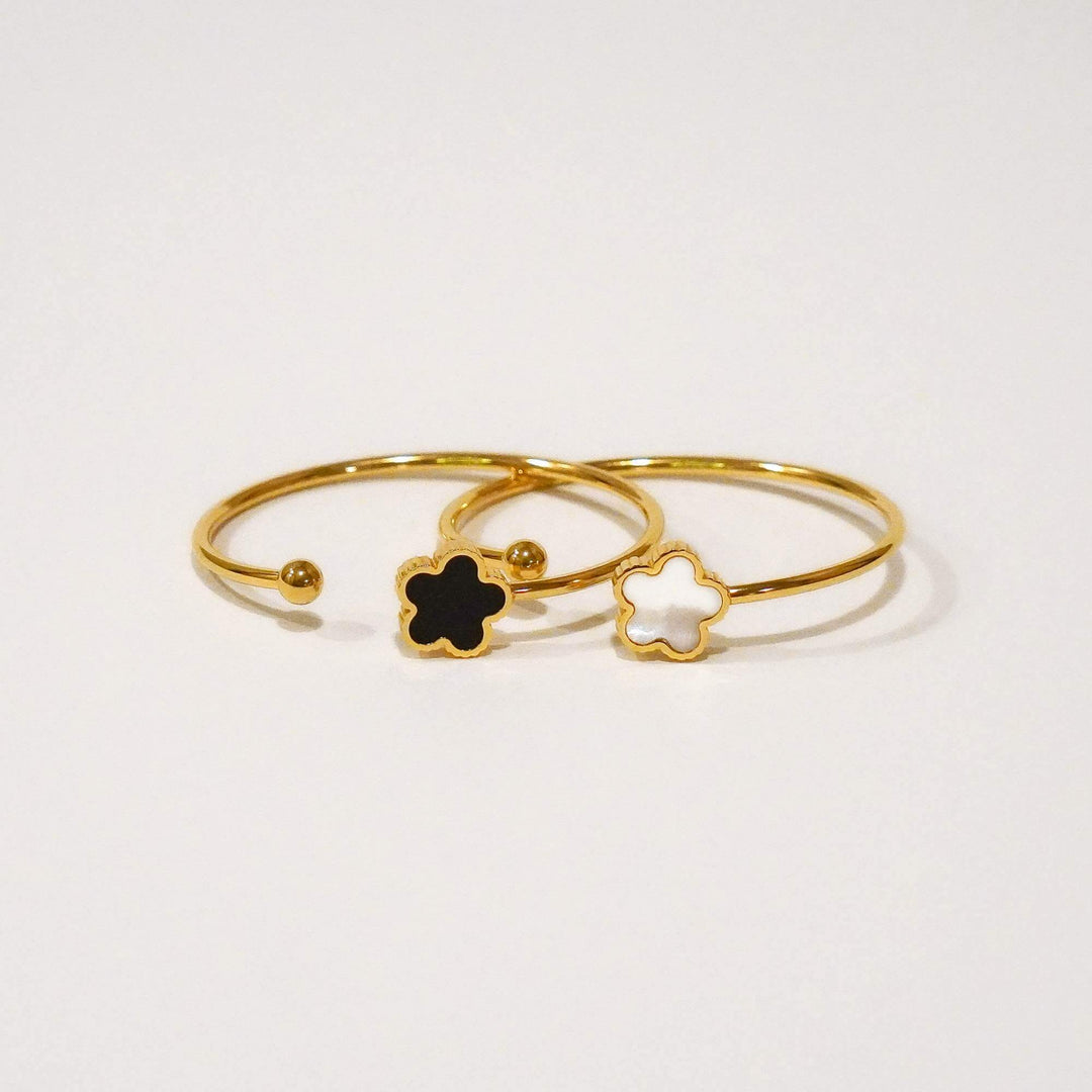 Cia Five Leaf Clover Adjustable Solid Bangle