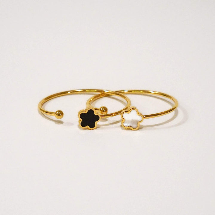 Cia Five Leaf Clover Adjustable Solid Bangle