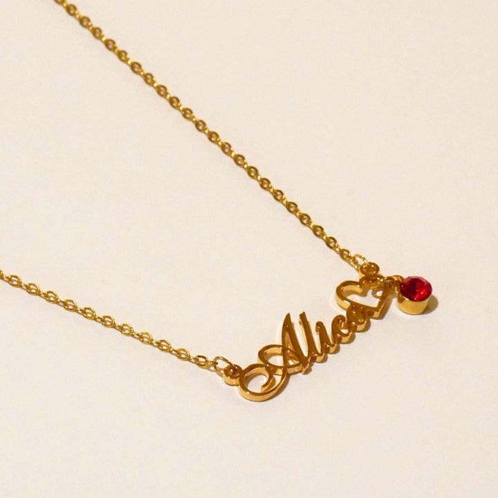 Personalised Nancy Birthstone Name Necklace